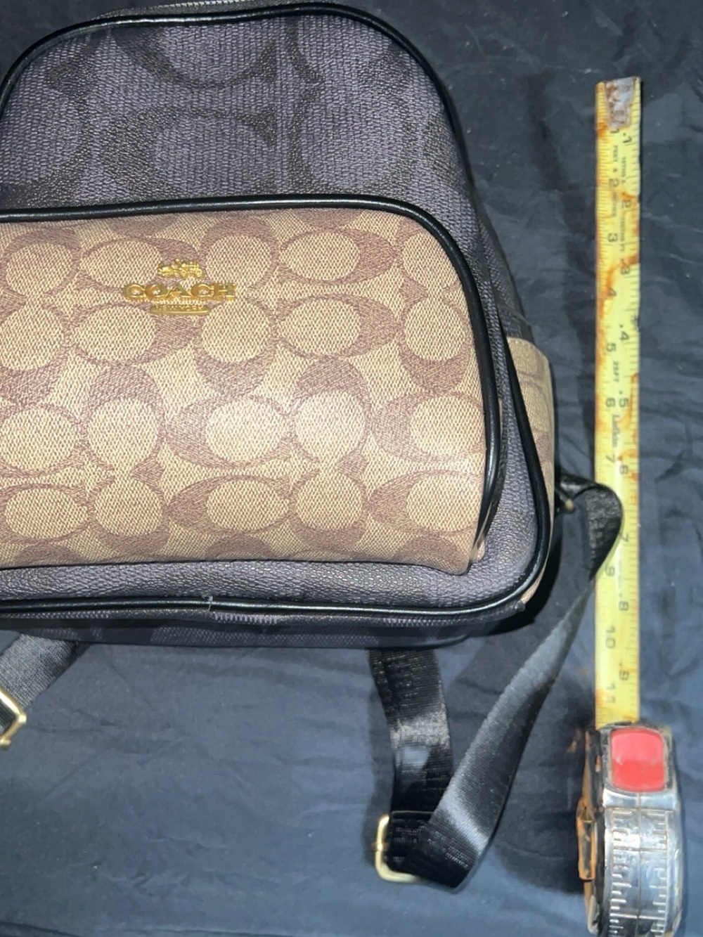 Coach Brown Signature Mini Backpack with Black Trim and Gold Hardware - Picture 8 of 9